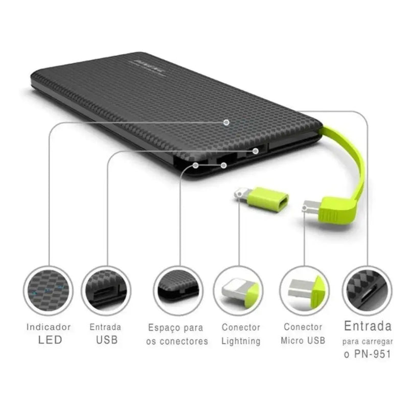 Power Bank 10.000mAh - Carregador Portátil Rápido para iPhone, Android